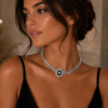 Γυναικείο Hip Hop Choker Κολιέ με Cuban Αλυσίδα - silver